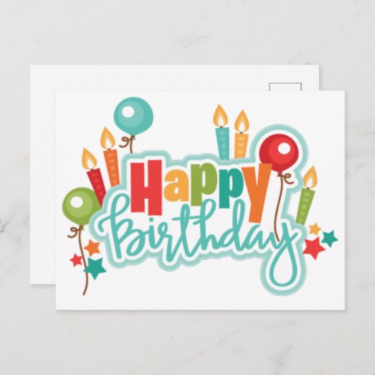 Happy Birthday Postkarte (Vorne/Hinten)