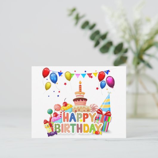 Happy Birthday Postkarte (Stehend Vorderseite)
