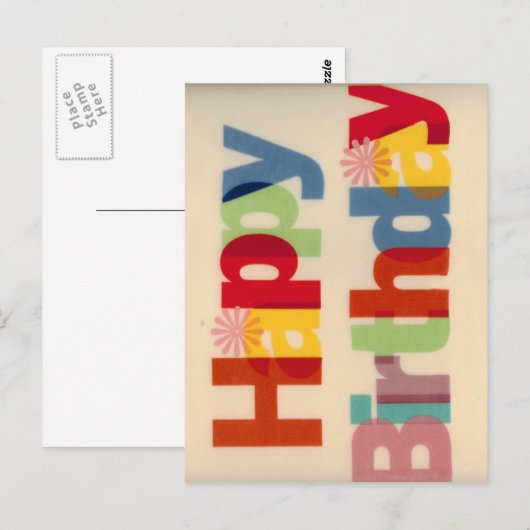 Happy Birthday Postkarte (Vorne/Hinten)