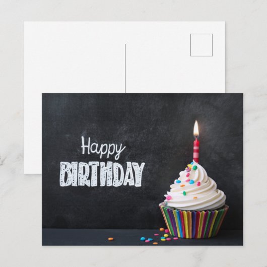 Happy Birthday Postkarte (Vorne/Hinten)