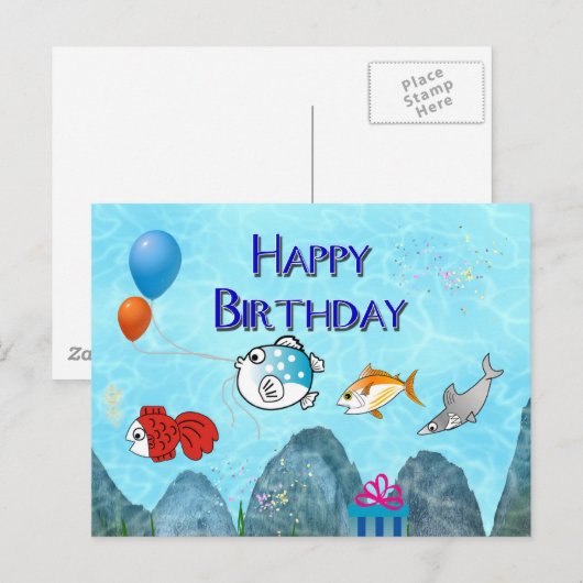 Happy Birthday Postkarte (Vorne/Hinten)