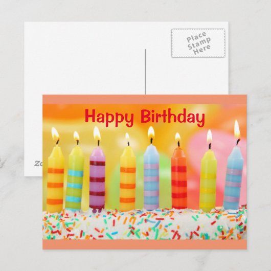Happy Birthday Postkarte (Vorne/Hinten)