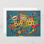 Happy Birthday Postkarte (Vorne/Hinten)