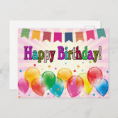 Happy Birthday Postkarte (Vorne/Hinten)