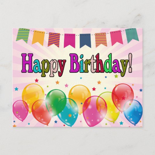 Happy Birthday Postkarte (Vorderseite)