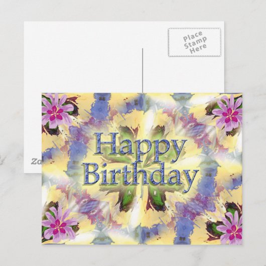 Happy Birthday Postkarte (Vorne/Hinten)