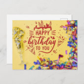 Happy Birthday Postkarte (Vorne/Hinten)