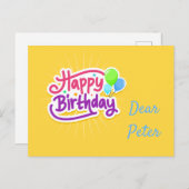 Happy Birthday Postkarte (Vorne/Hinten)