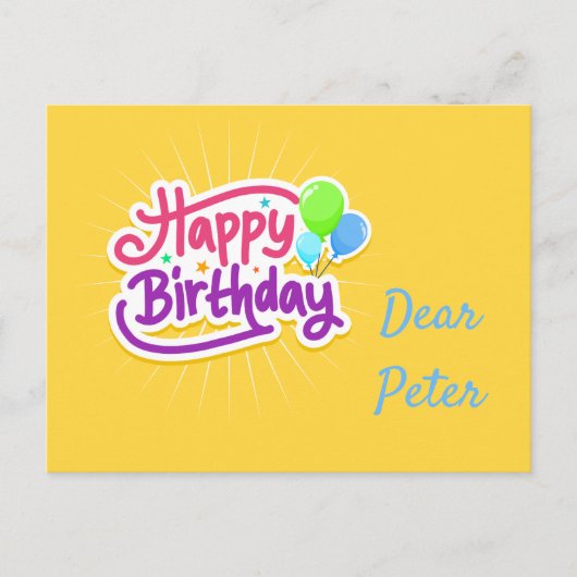 Happy Birthday Postkarte (Vorderseite)
