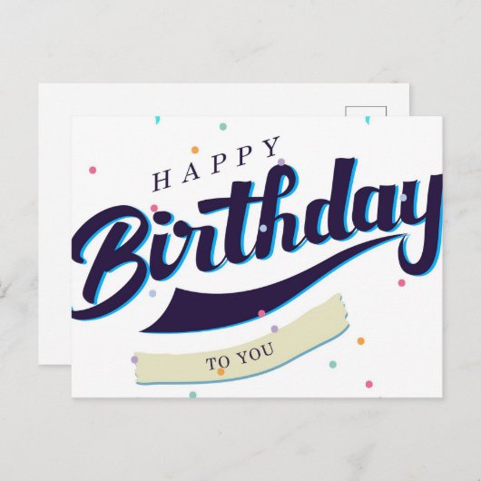 Happy Birthday Postkarte (Vorne/Hinten)