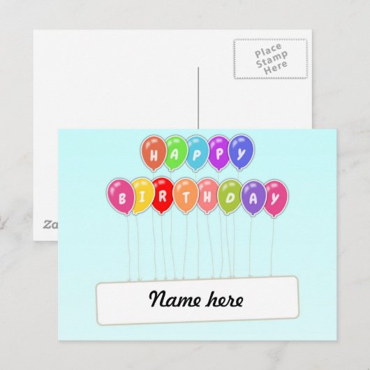 Happy Birthday Postkarte (Vorne/Hinten)