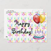 Happy Birthday Postkarte (Vorne/Hinten)
