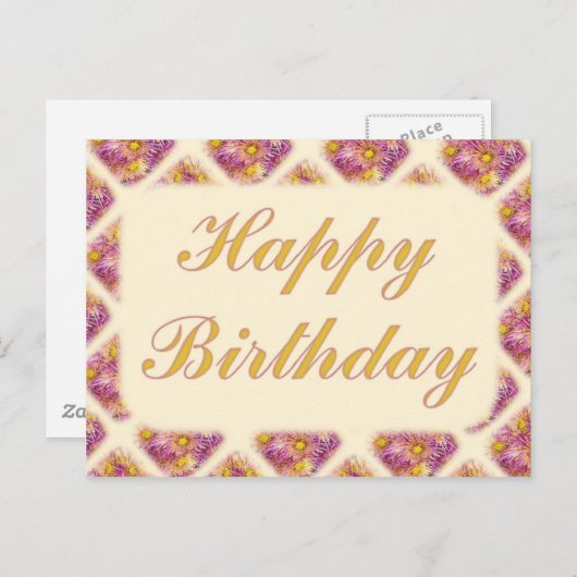 Happy Birthday Postkarte (Vorne/Hinten)