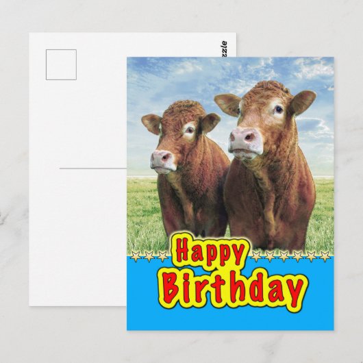 Happy Birthday Postkarte (Vorne/Hinten)