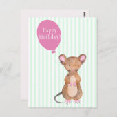 Happy Birthday | Postkarte für Niedliche Holzmouse (Vorne/Hinten)