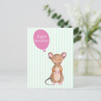 Happy Birthday | Postkarte für Niedliche Holzmouse