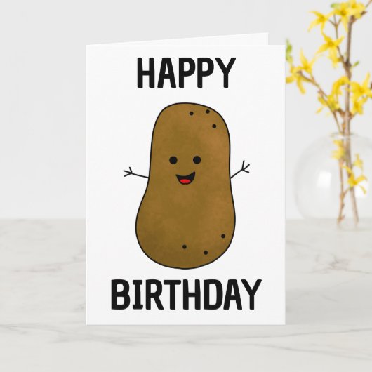 Happy Birthday Potato Karte (Gelbe Blume)