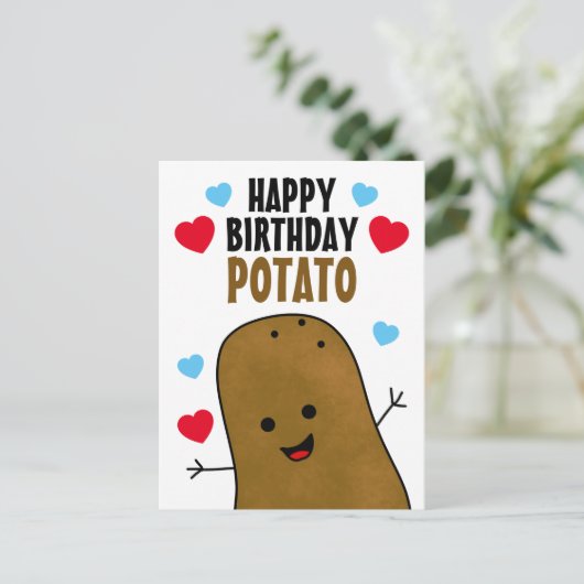 Happy Birthday Potato Postkarte (Stehend Vorderseite)