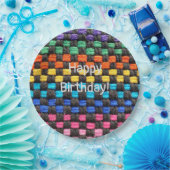 Happy Birthday Potholder Karo Pattern Pappteller (Party)