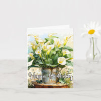 Happy Birthday Potted Blooming Calla Lilies