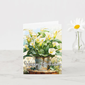 Happy Birthday Potted Blooming Calla Lilies Karte