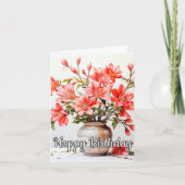 Happy Birthday Potted Lily Blume Illustration Karte (Vorderseite)