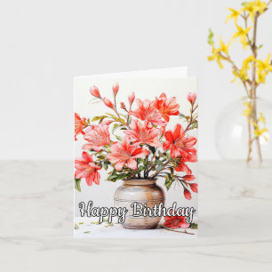 Happy Birthday Potted Lily Blume Illustration Karte