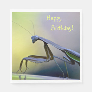 Happy Birthday Praying Mantis Serviette
