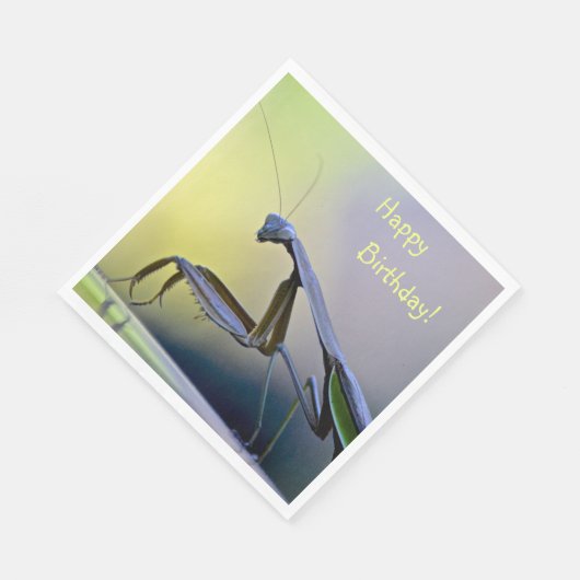 Happy Birthday Praying Mantis Serviette (Ecke)