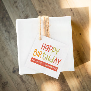 Happy Birthday Preppy Playful Fun Familie Gruß Geschenkanhänger