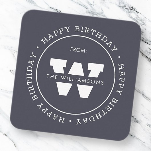 Happy Birthday Preppy Simple Family Monogram Mitteilungskarte