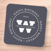 Happy Birthday Preppy Simple Family Monogram Mitteilungskarte