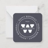 Happy Birthday Preppy Simple Family Monogram Mitteilungskarte (Vorderseite)