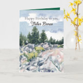 Happy Birthday Priest Mountain Forest Landscape Karte (Gelbe Blume)