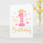 Happy Birthday Princess 1. Geburtstag Karte (Gelbe Blume)