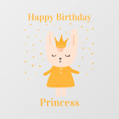Happy Birthday Princess Bunny Design-Fenster Klamm Fensteraufkleber (Blatt)