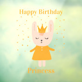 Happy Birthday Princess Bunny Design-Fenster Klamm Fensteraufkleber (Blatt 3)