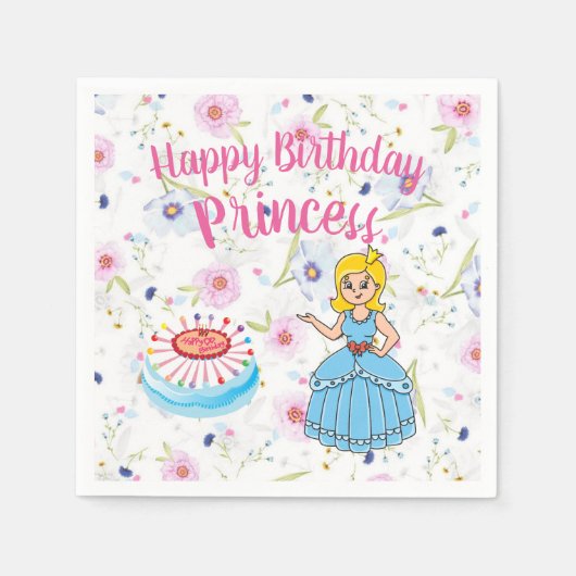 Happy Birthday Princess Paper Napkin Serviette (Vorderseite)