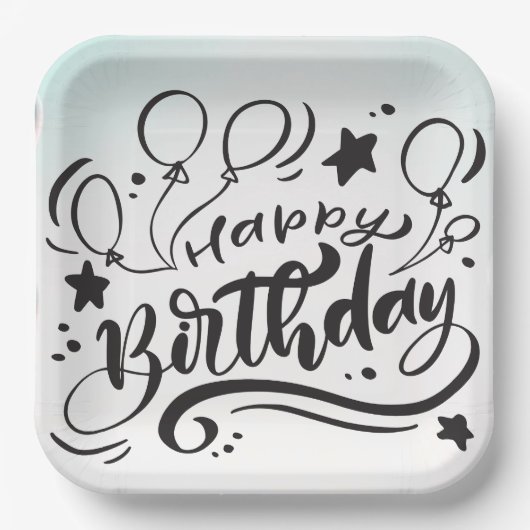 Happy Birthday Printed Custom Niedlich Tellers Pappteller (Vorderseite)