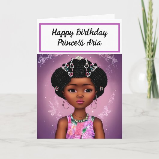 Happy Birthday | Prinzessin Personalisiert Karte (Vorderseite)