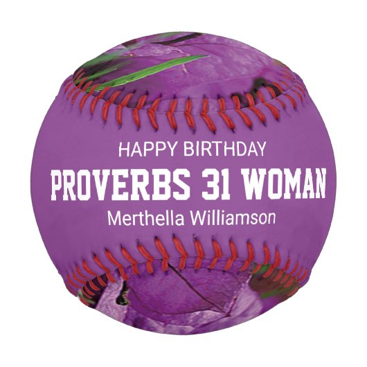 Happy Birthday PROVERBS 31 Custom Lila Floral Baseball (Vorderseite)