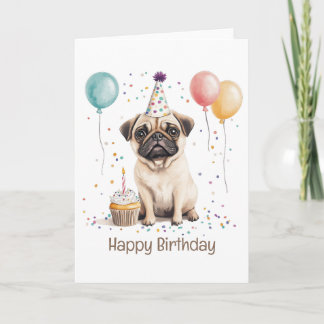 Happy Birthday Pug Dog Karte
