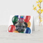 Happy birthday Pug dog Karte (Gelbe Blume)