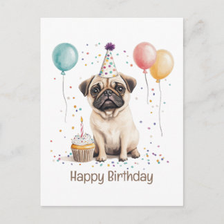 Happy Birthday Pug Dog Postkarte