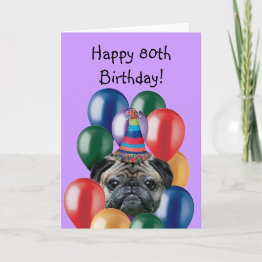 Happy Birthday Pug greeting card Karte (Vorderseite)