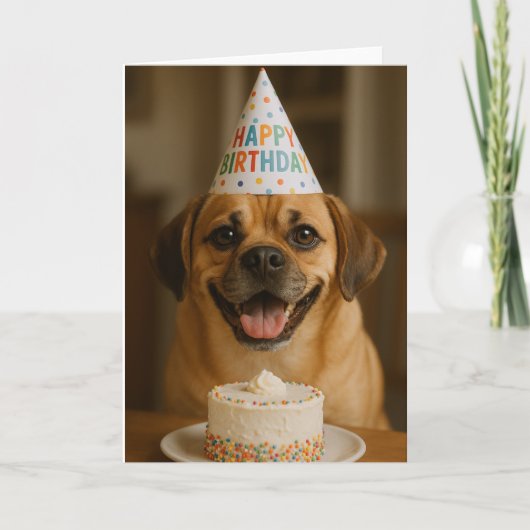 Happy Birthday Puggle Card Feiertagskarte (Vorderseite)