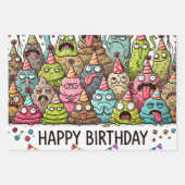 Happy Birthday Puking Monster Geschenkpapier Set (Vorderseite 2)