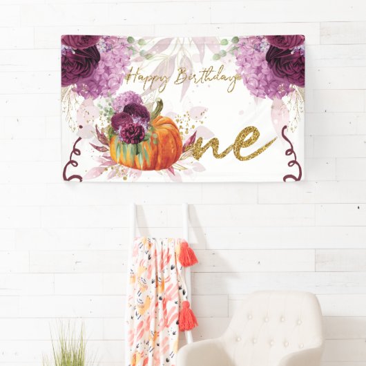 Happy Birthday Pumpkin Burgundy Blume Banner (Insitu)
