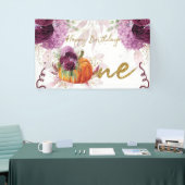 Happy Birthday Pumpkin Burgundy Blume Banner (Messeveranstaltung)