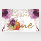 Happy Birthday Pumpkin Burgundy Blume Banner (Horizontal)